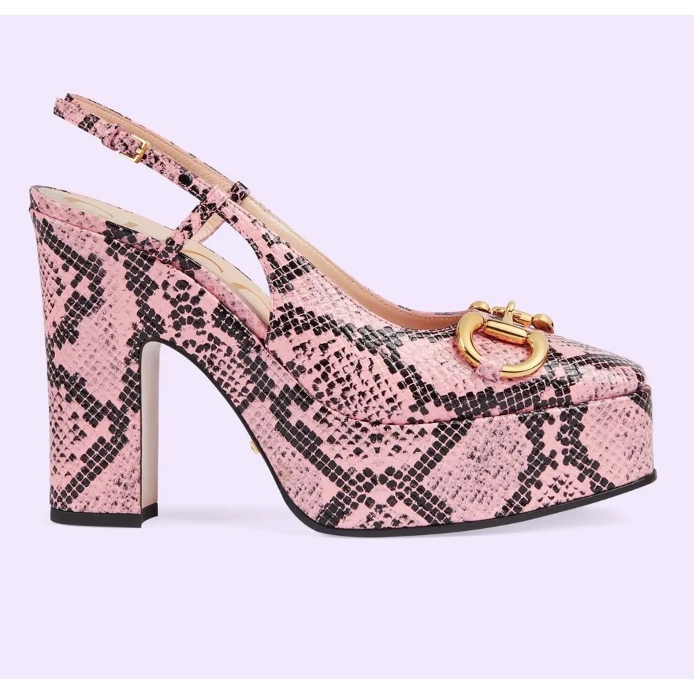 Gucci Horsebit Platform Python Print Leather High… - image 5